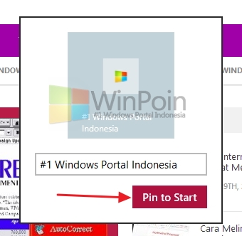 Cara Pin Halaman Website di Start Screen Windows 8