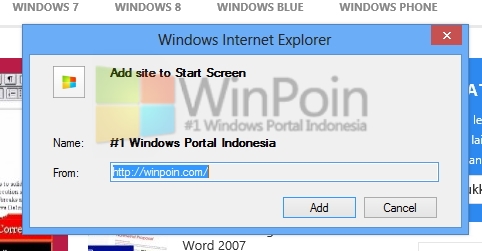 Cara Pin Halaman Website di Start Screen Windows 8