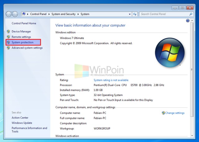 Cara Membuat System Restore Point di Windows 7