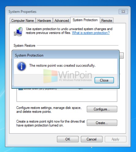 Cara Membuat System Restore Point di Windows 7