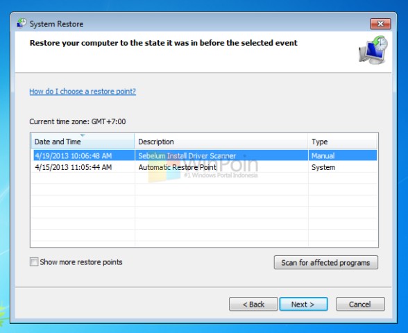 Cara Membuat System Restore Point di Windows 7