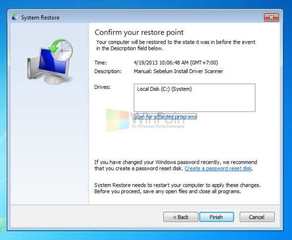 Cara Restore Windows 7 dengan System Restore