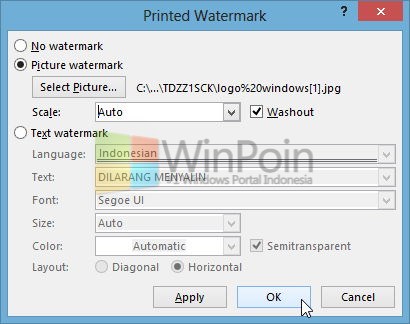 Cara Memberi Watermark Sebuah Dokumen Pada Word 2013