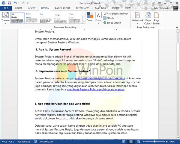 Cara Memberi Watermark Sebuah Dokumen Pada Word 2013