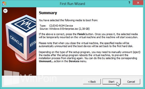 Cara Instal Windows 8 di VirtualBox Bersama Gambar