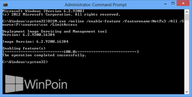 Cara Install .NET Framework 3.5 di Windows 8 secara Offline dengan Command Prompt