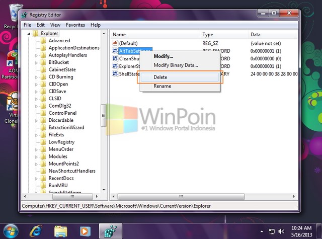 Cara Mengubah Tampilan Icon atau Thumbnail Saat ALT+TAB di Windows 7