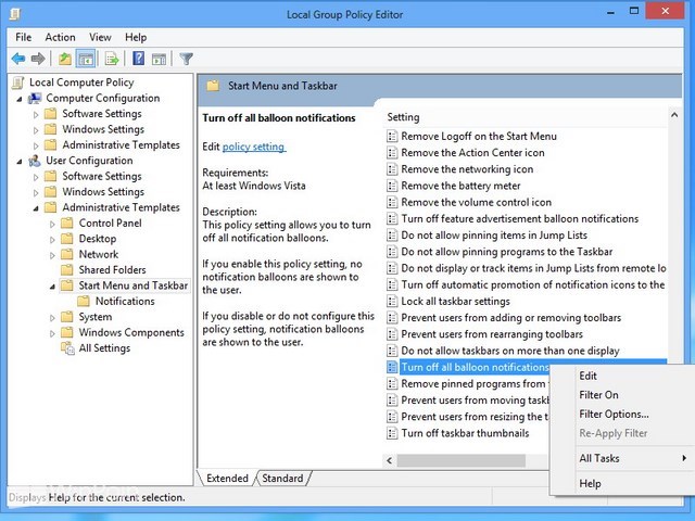 Cara Mematikan Notifikasi Balloon Windows 8