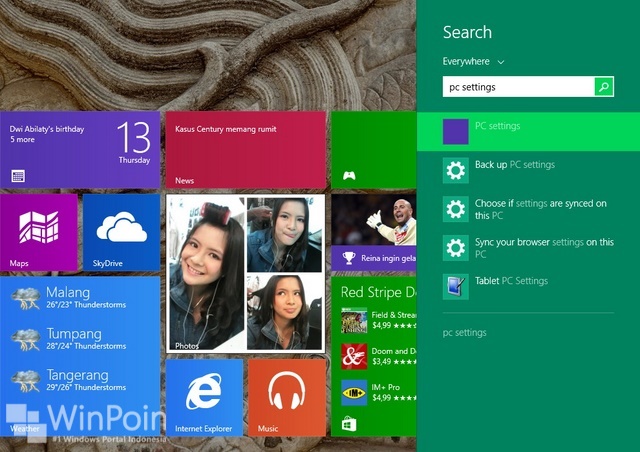 Cara Menambahkan PC Settings di Start Screen Windows 8.1