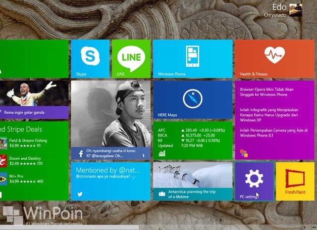 Cara Menambahkan PC Settings di Start Screen Windows 8.1