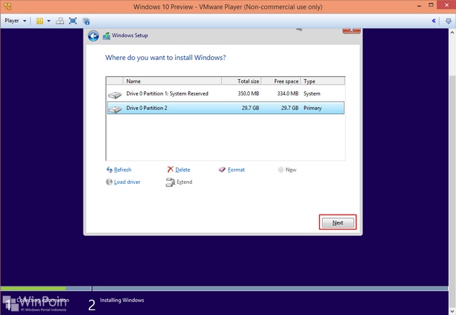 Cara Install Windows 10 Preview di VMware (Beserta Gambar)