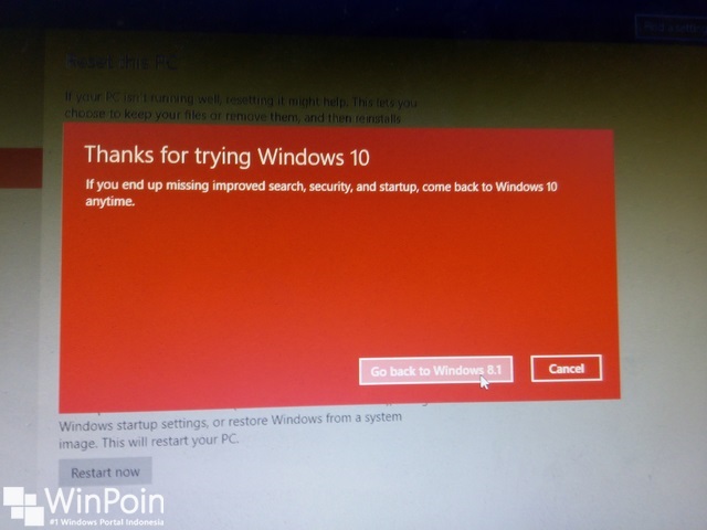 Cara Downgrade Windows 10 ke Windows 8.1