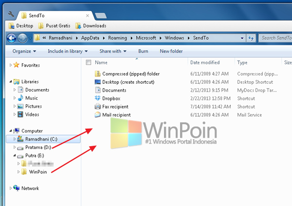 Cara Cepat Menambah Opsi Baru Pada Menu Send To di Windows 7