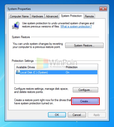 Cara Membuat System Restore Point di Windows 7