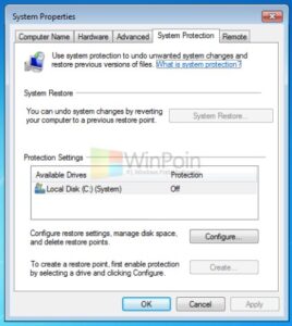 System Restore di Windows kamu tidak aktif