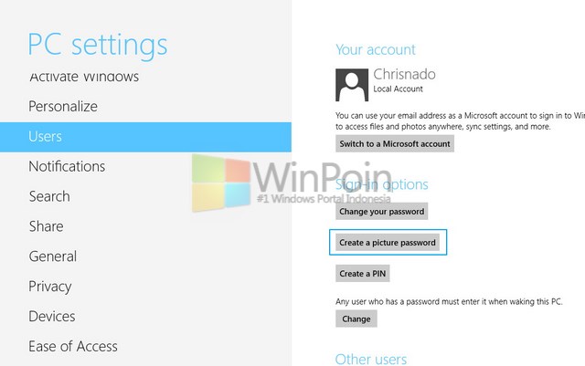 Cara Menggunakan Password Gambar Di Windows 8
