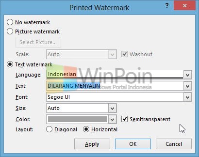 Cara Memberi Watermark Sebuah Dokumen Pada Word 2013