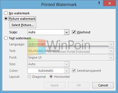 Cara Memberi Watermark Sebuah Dokumen Pada Word 2013