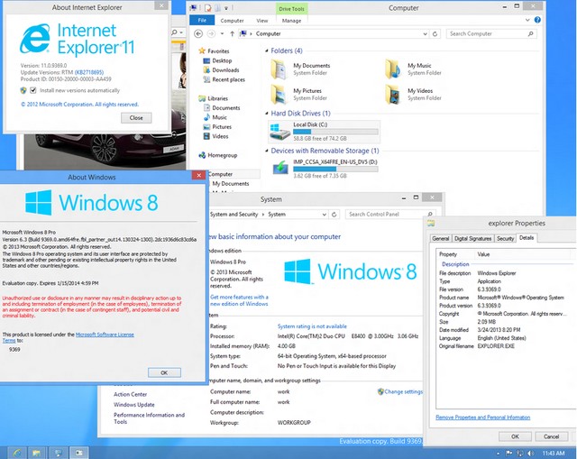 Screenshot Windows Blue (Windows 8.1) Build 9369 Muncul ke Public