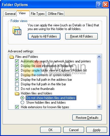 Cara Menyembunyikan File atau Folder di Windows XP