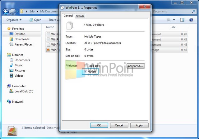 Cara Menyembunyikan File atau Folder di Windows 7