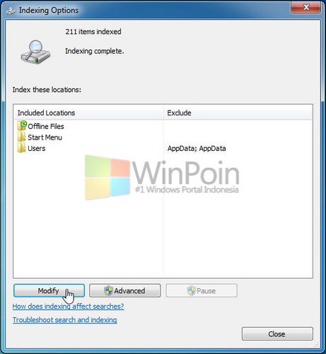 Cara Menambahkan Index pada Windows 7 dan Windows 8