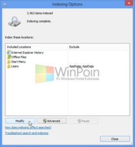Cara Menambahkan Index pada Windows 7 dan Windows 8