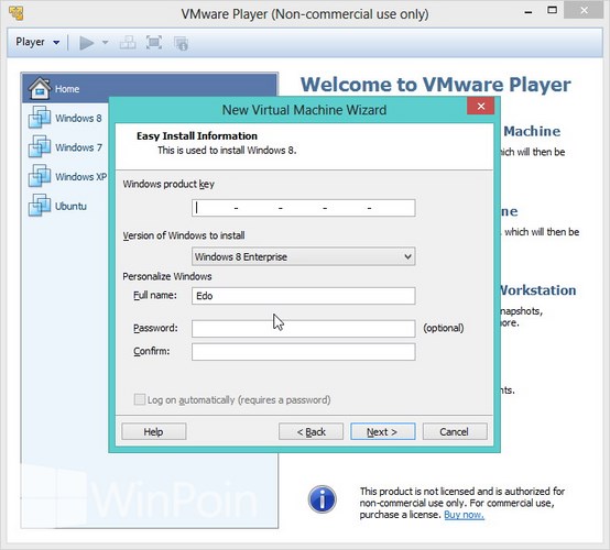 Cara Instal Windows 8 di VMware Player Beserta Gambar