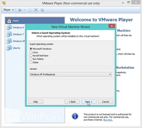 Cara Instal Windows XP di VMware Player
