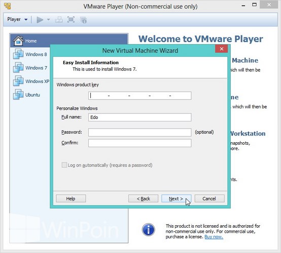 Cara Install Windows 7 di VMware Player