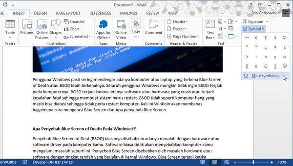 Cara Menggunakan Atau Memasukan Simbol Di Word 2013 Winpoin 2611