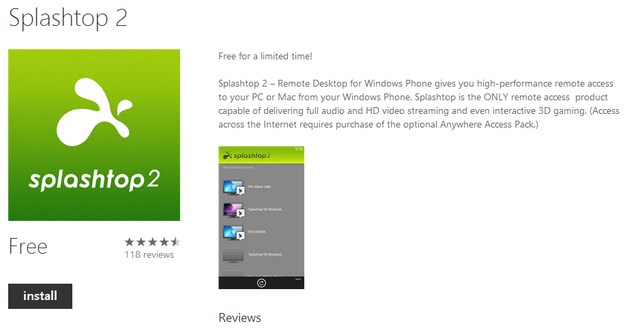 Splashtop 2 untuk Windows Phone 8 - Digratiskan hingga 31 Agustus 2013 