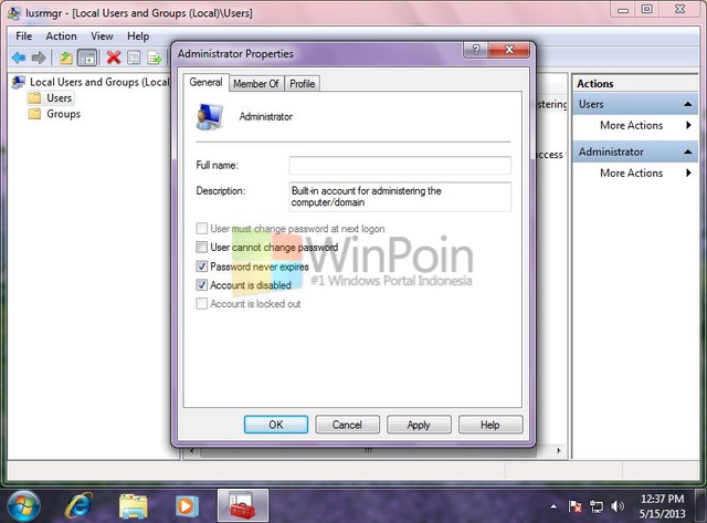 Cara Mengaktifkan dan Mematikan Akun Administrator Built-in Windows 7