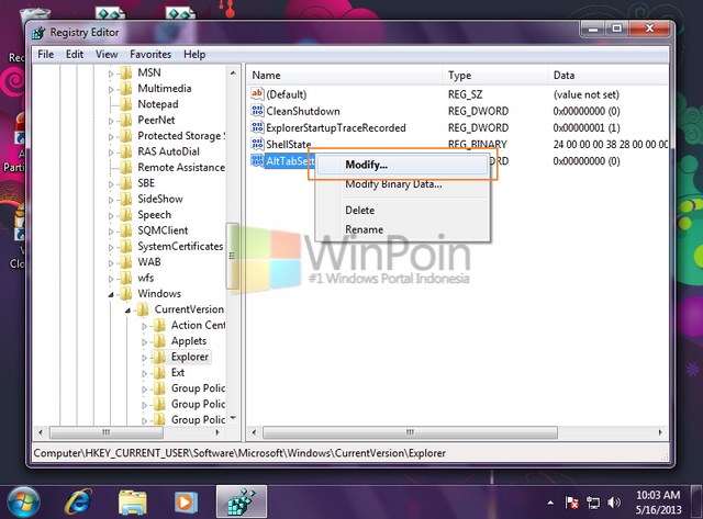Cara Mengubah Tampilan Icon atau Thumbnail Saat ALT+TAB di Windows 7