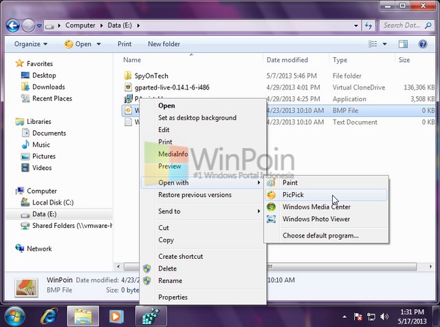 Cara Menghapus Aplikasi dari Open With pada Konteks Menu Klik Kiri Windows 7