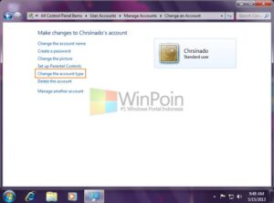 Cara Mengganti Tipe User Account di Windows 7