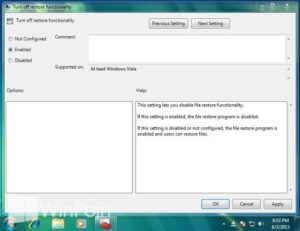 Cara Mengaktifkan atau Mematikan Restore Backup File di Windows 7