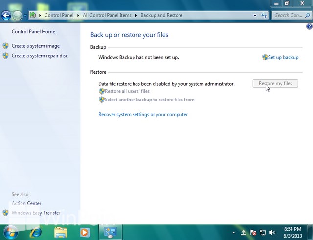 Cara Mengaktifkan atau Mematikan Restore Backup File di Windows 7