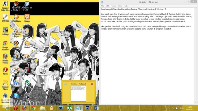 Cara Mengaktfikan dan Mematikan Taskbar Thumbnail Preview di Windows 7