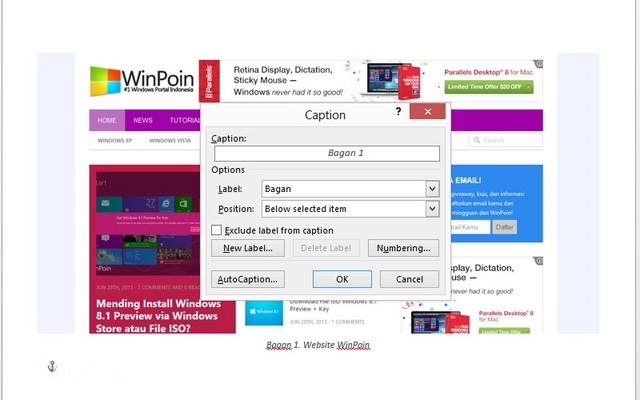 Cara Menambahkan Caption di Word 2013