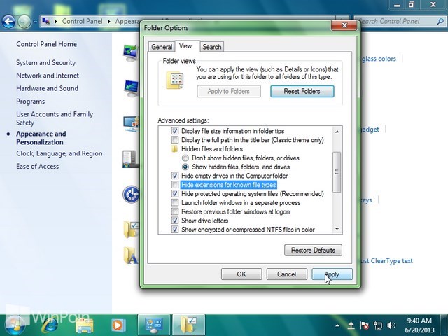 Cara Menampilkan File Ekstensi di Windows Explorer pada Windows 7