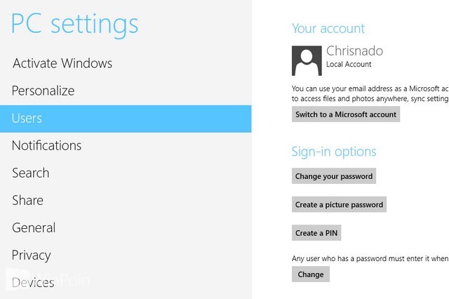 Cara Mengganti Password Akun Lokal di Windows 8