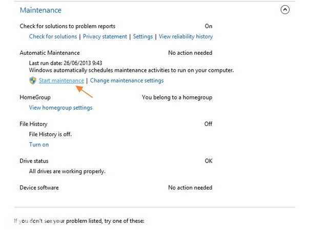 Cara Menjalankan atau Menghentikan Automatic Maintenance Secara Manual Windows 8