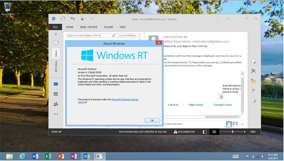 Windows RT 8.1 Bakal Dilengkapi Outlook 2013 Client