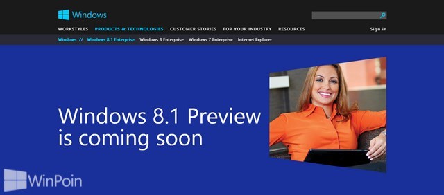 Halaman Website untuk Windows 8.1 Preview sudah Dirilis