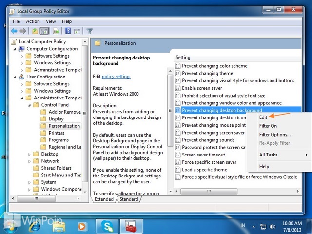 Cara Tidak Bisa Mengganti Background Desktop di Windows 7 | WinPoin