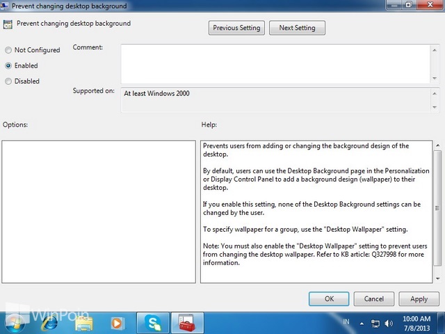 Cara Tidak Bisa Mengganti Background Desktop di Windows 7