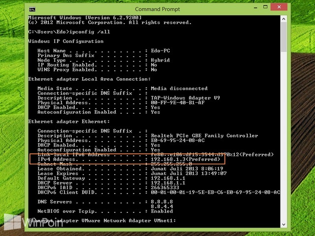 Cara Mengetahui IP Address di Windows 8