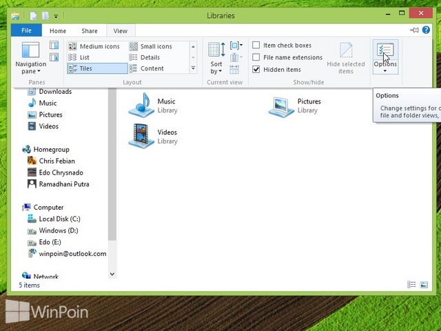Cara Membuka Folder Options di Windows 8