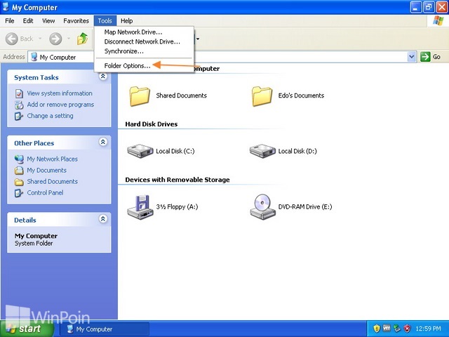 Cara Menampilkan File Ekstensi di Windows Explorer pada Windows XP